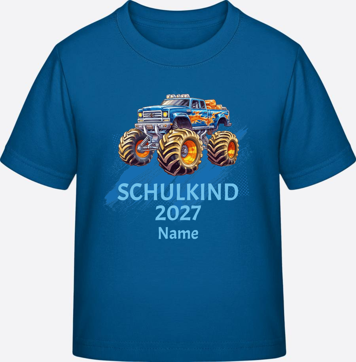 T-Shirt Einschulung Monstertruck personalisiert mit Name - Royal Blue
