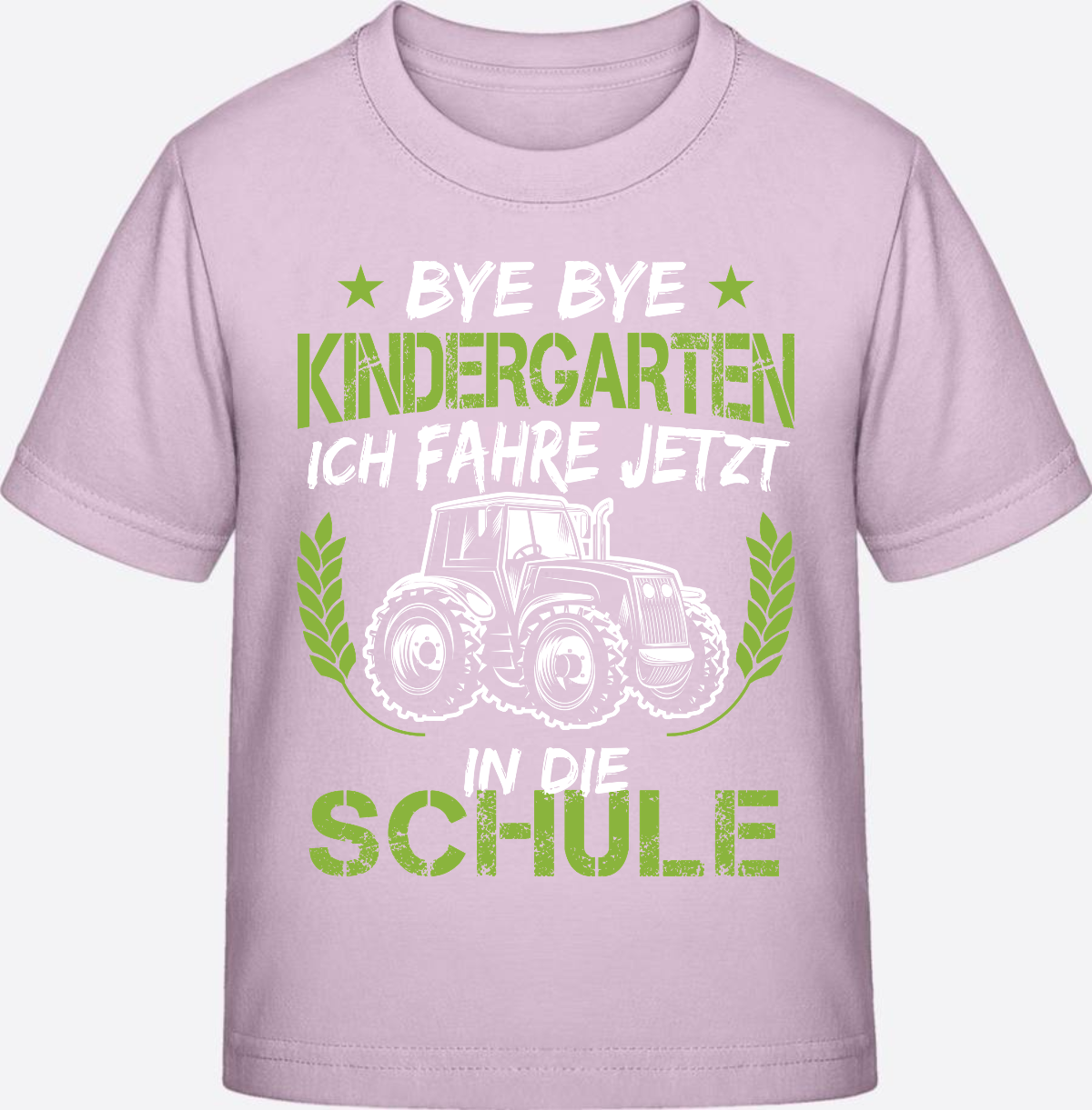 T-Shirt Einschulung Traktor Weiß-Grün – Bye Bye Kindergarten - Pink Sixties