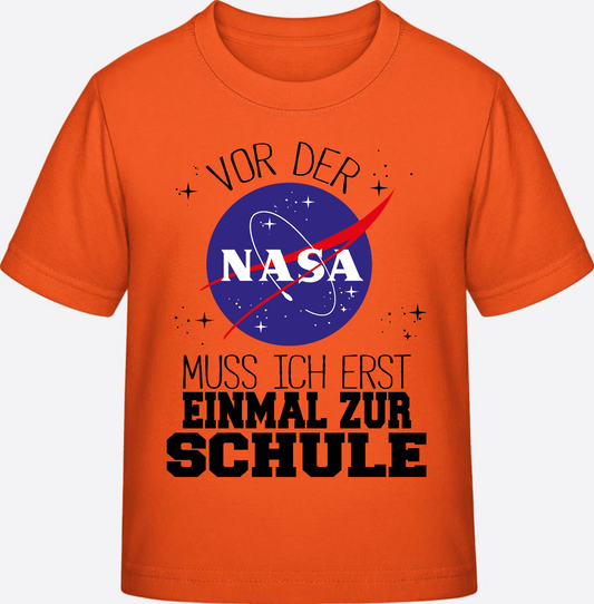 T-Shirt Einschulung: Vor der NASA zur Schule (Personalisiert) - Orange
