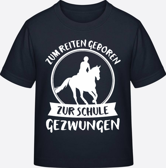 T-Shirt Einschulung: Zum Reiten geboren mit Wunschnamen - Navy