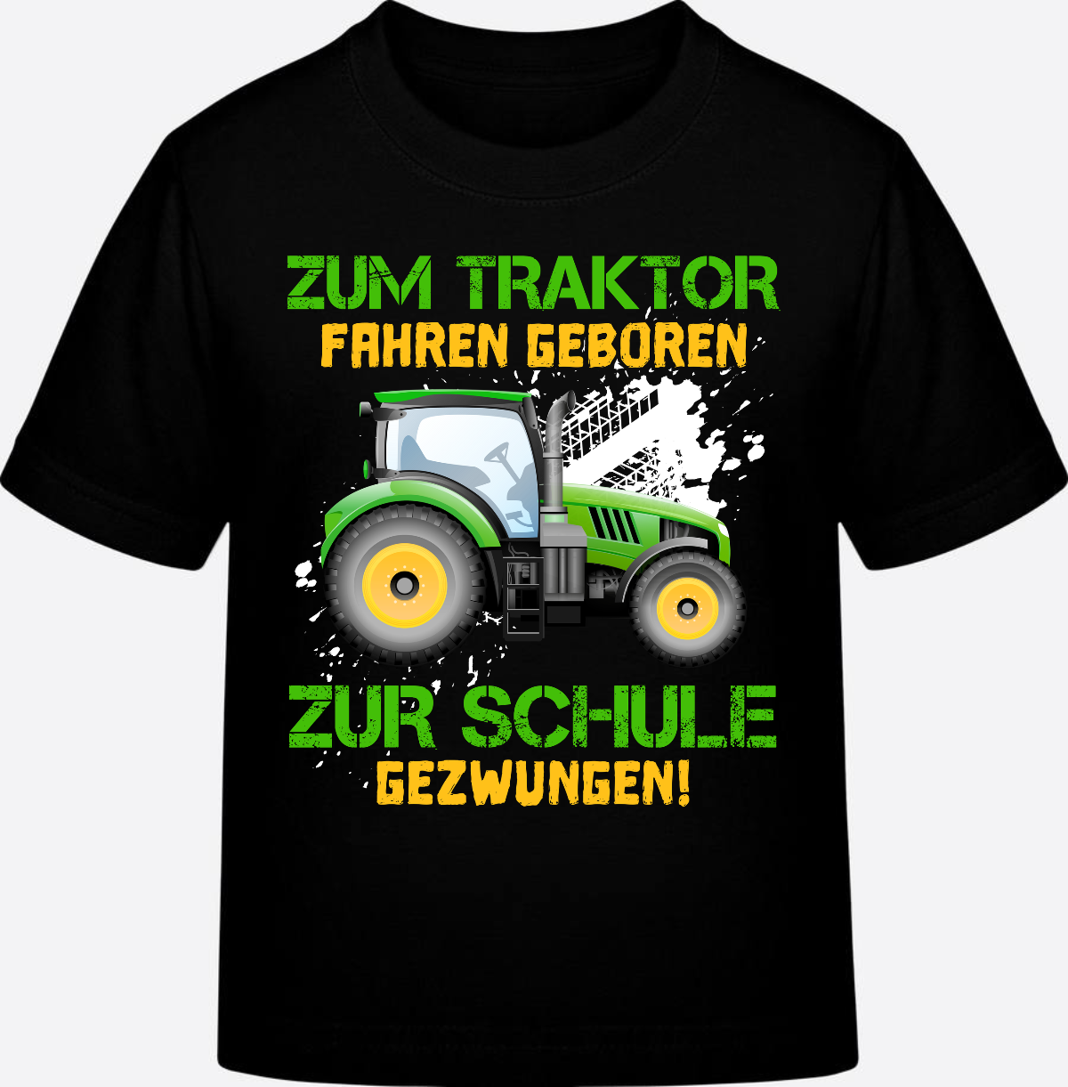 T-Shirt Einschulung: Zum Traktor fahren geboren (mit Name) - Black