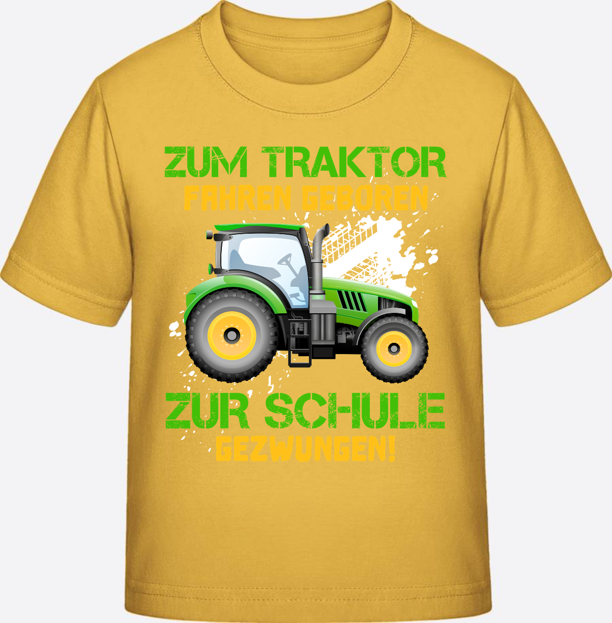 T-Shirt Einschulung: Zum Traktor fahren geboren (mit Name) - Gold