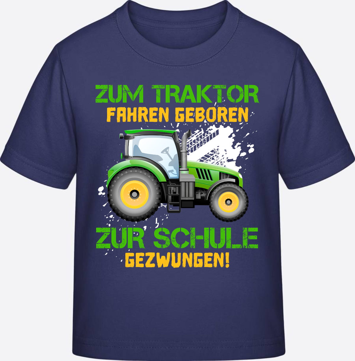 T-Shirt Einschulung: Zum Traktor fahren geboren (mit Name) - Indigo
