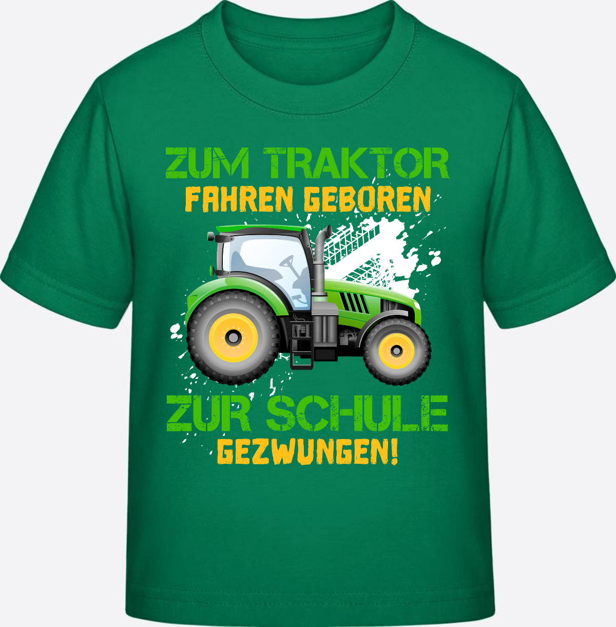 T-Shirt Einschulung: Zum Traktor fahren geboren (mit Name) - Kelly Green