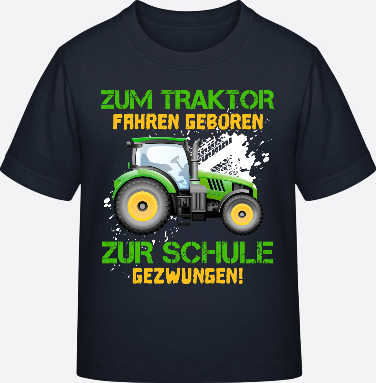 T-Shirt Einschulung: Zum Traktor fahren geboren (mit Name) - Navy