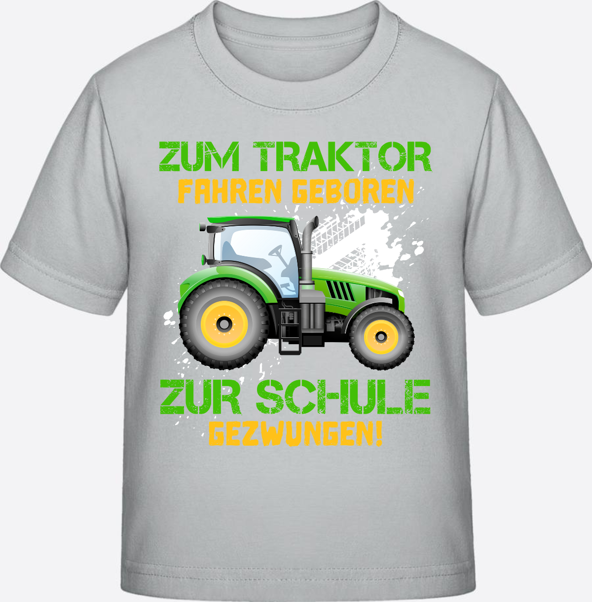 T-Shirt Einschulung: Zum Traktor fahren geboren (mit Name) - Pacific Grey