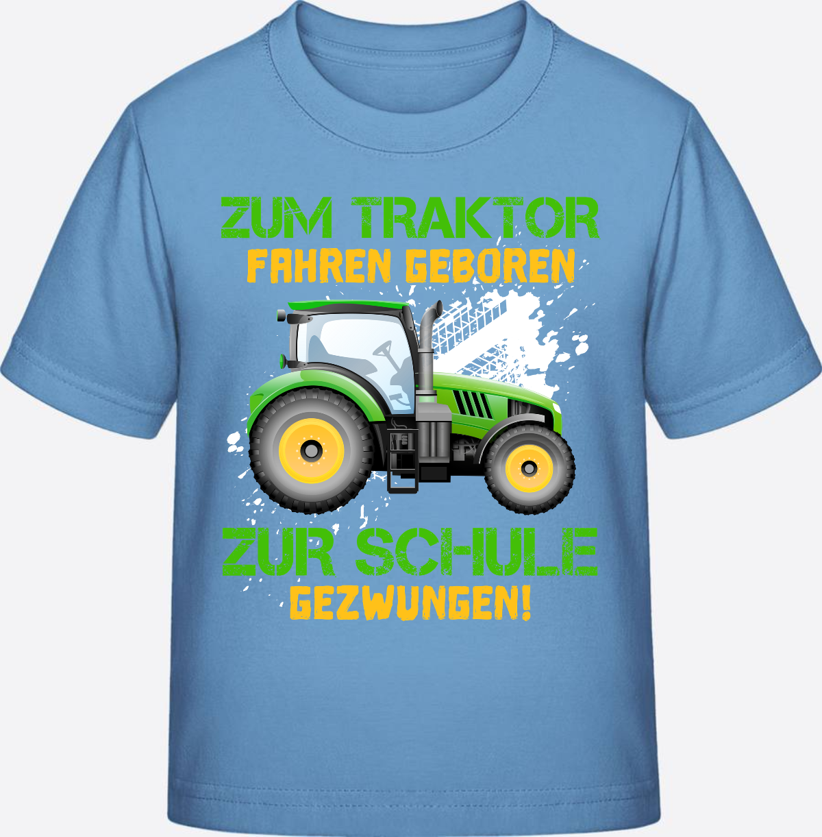 T-Shirt Einschulung: Zum Traktor fahren geboren (mit Name) - Sky Blue