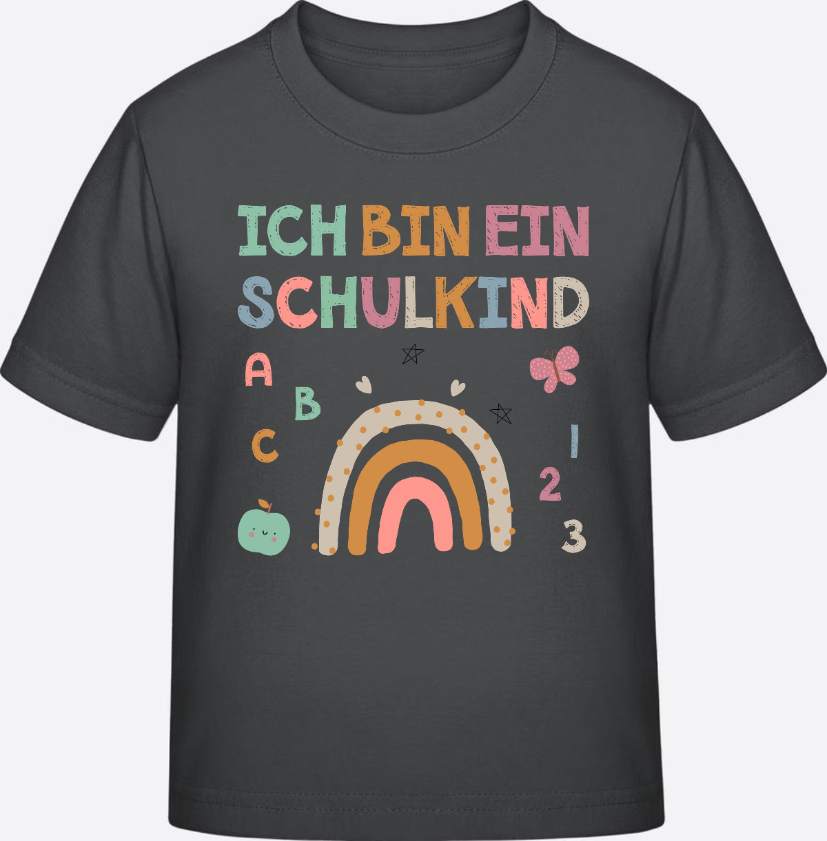 T-Shirt „Ich bin ein Schulkind“ – Geschenk zur Einschulung - Anthracite