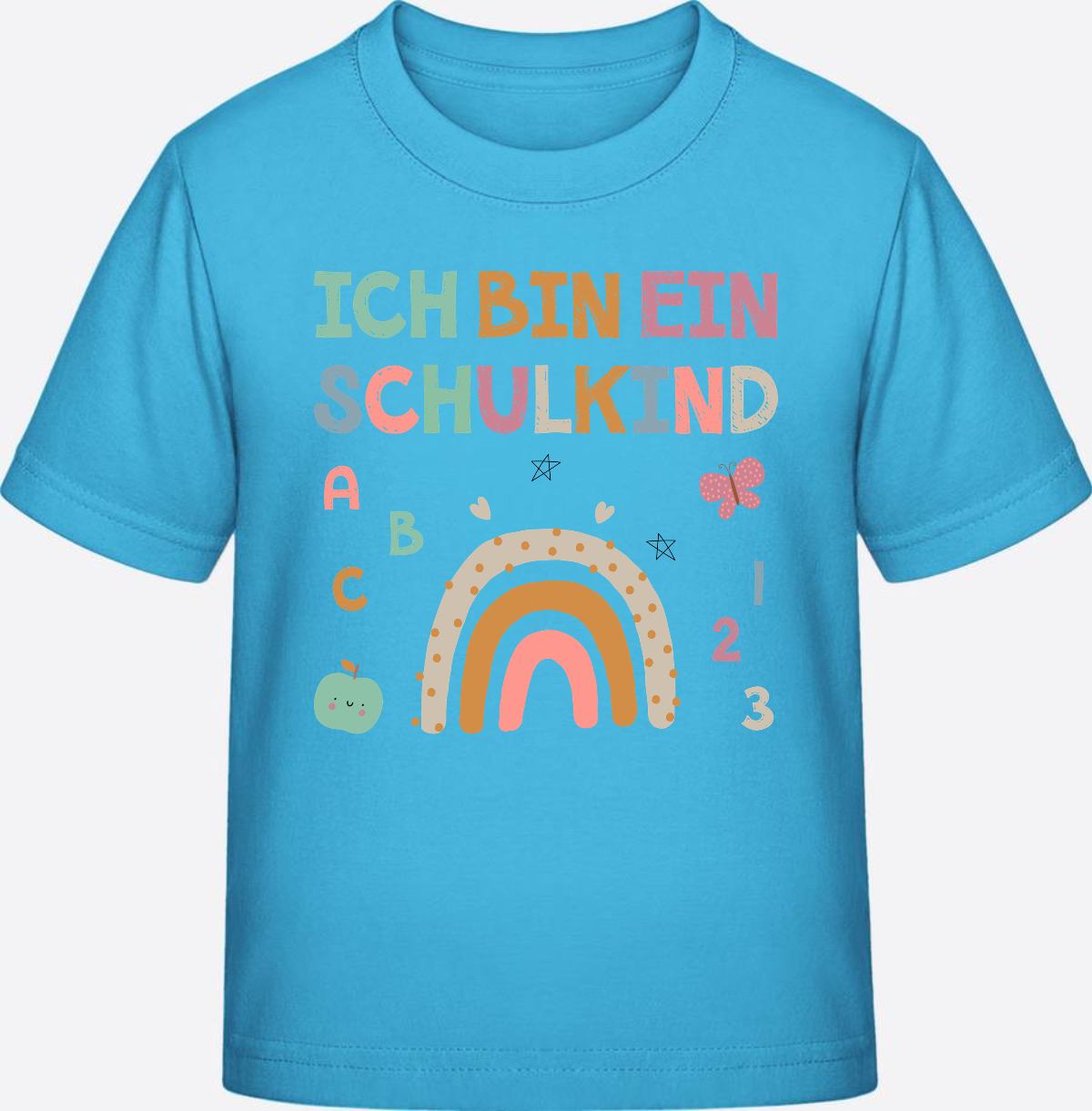 T-Shirt „Ich bin ein Schulkind“ – Geschenk zur Einschulung - Aqua Blue