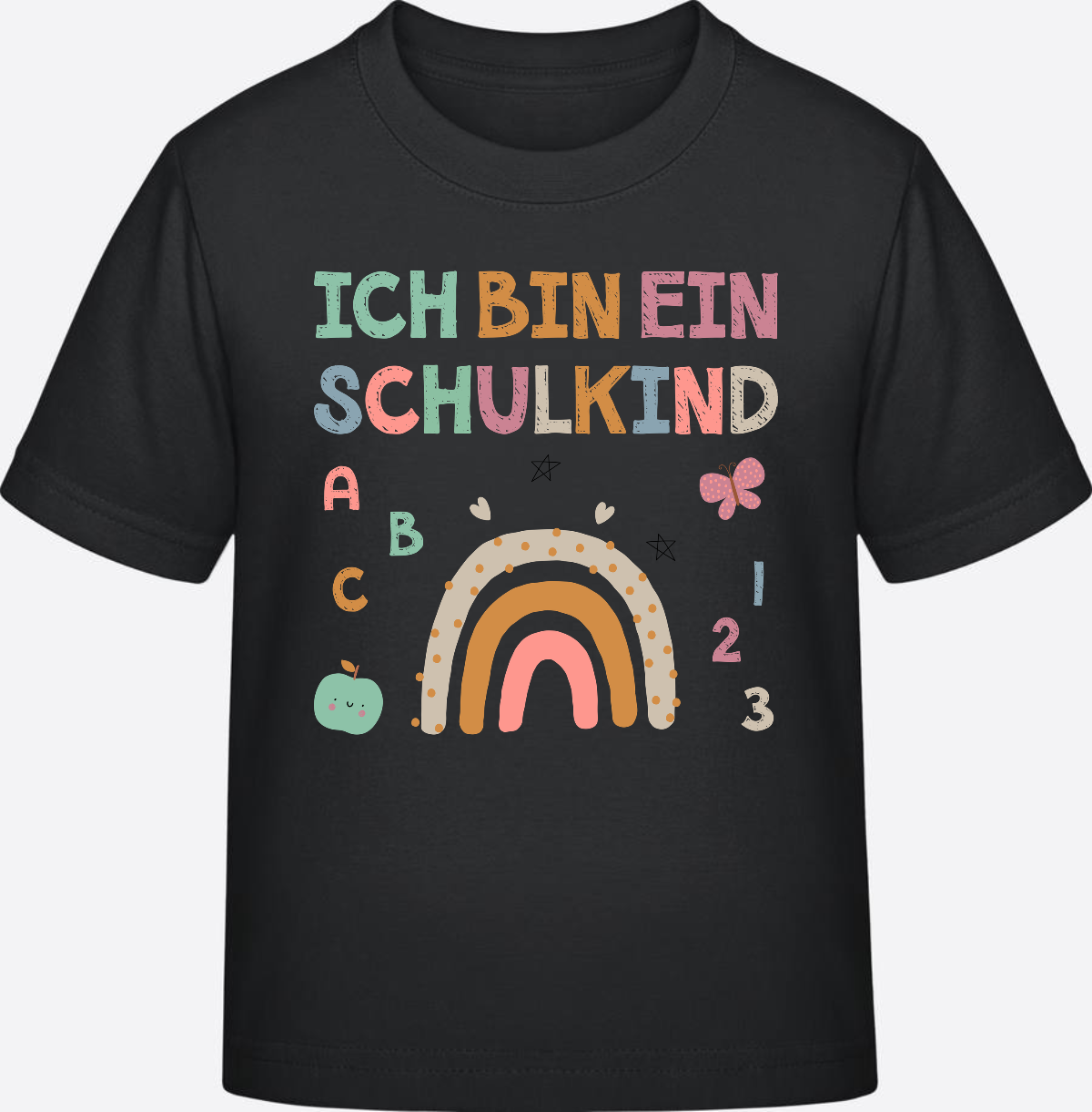 T-Shirt „Ich bin ein Schulkind“ – Geschenk zur Einschulung - Black