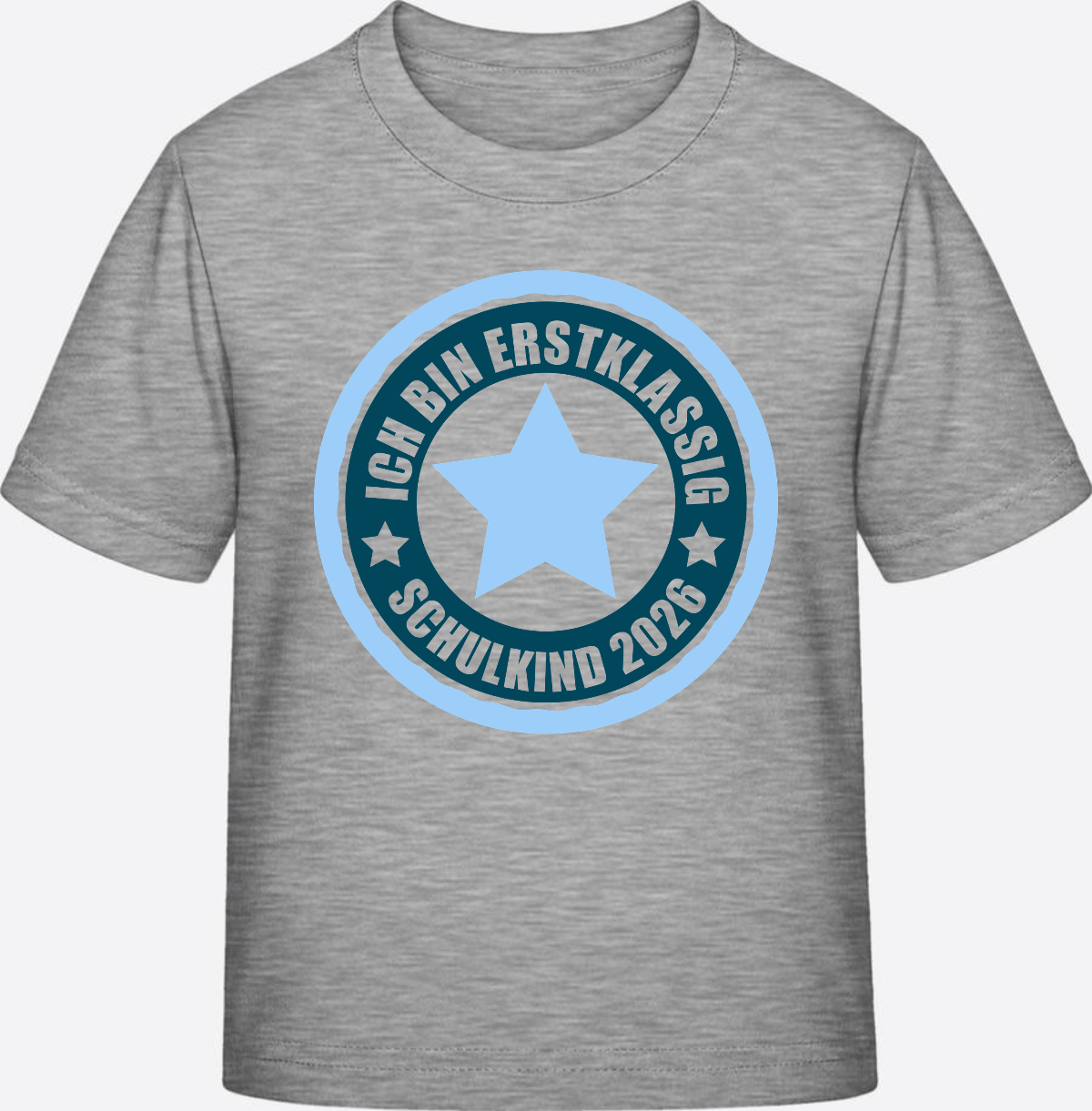 T-Shirt „Ich bin erstklassig 2026“ – Einschulung Geschenk - Heather Grey