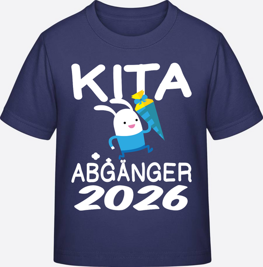 T-Shirt Kita Abgänger 2026 – Hase mit Schultüte - Indigo