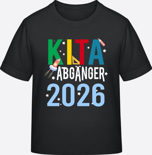 T-Shirt Kita Abgänger 2026 – Personalisiert mit Name - Black