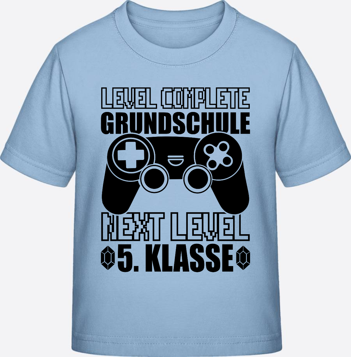 T-Shirt Level complete 5. Klasse - Personalisiert mit Name - Blue Soul