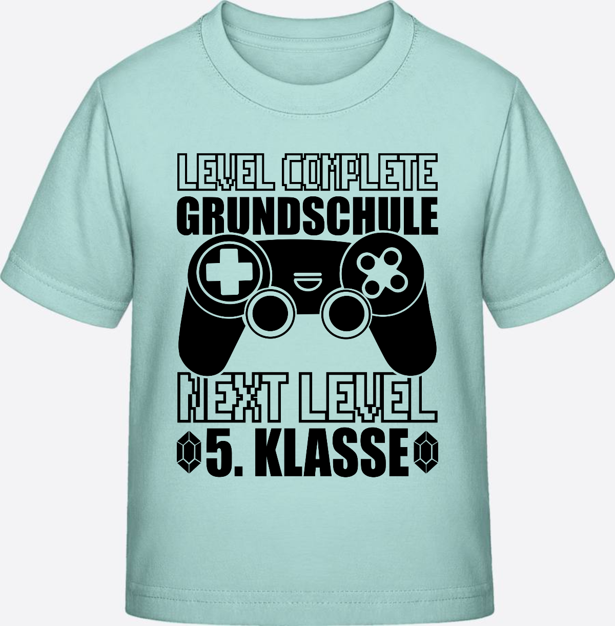 T-Shirt Level complete 5. Klasse - Personalisiert mit Name - Caribbean Blue