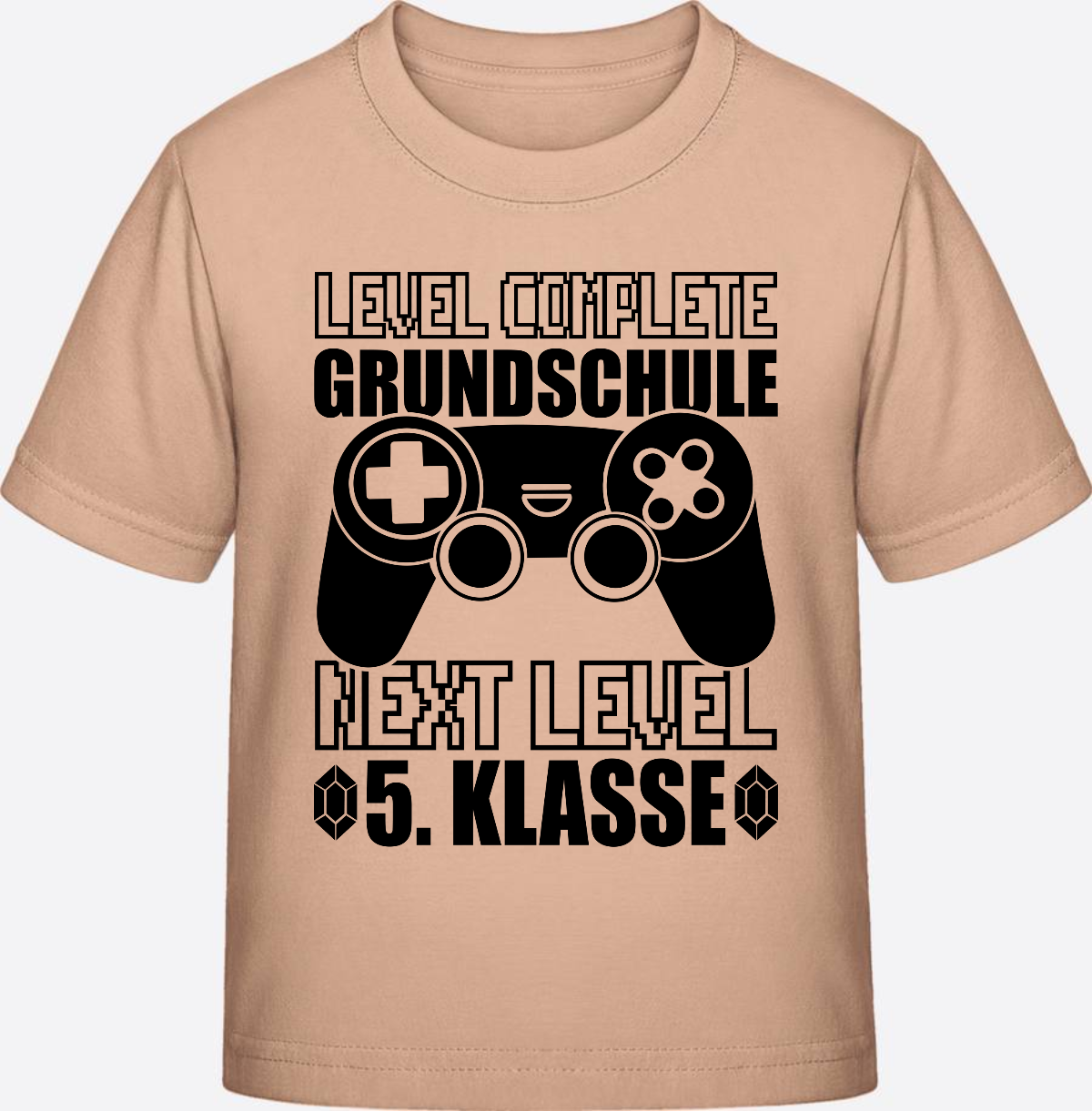T-Shirt Level complete 5. Klasse - Personalisiert mit Name - Fraiche Peche