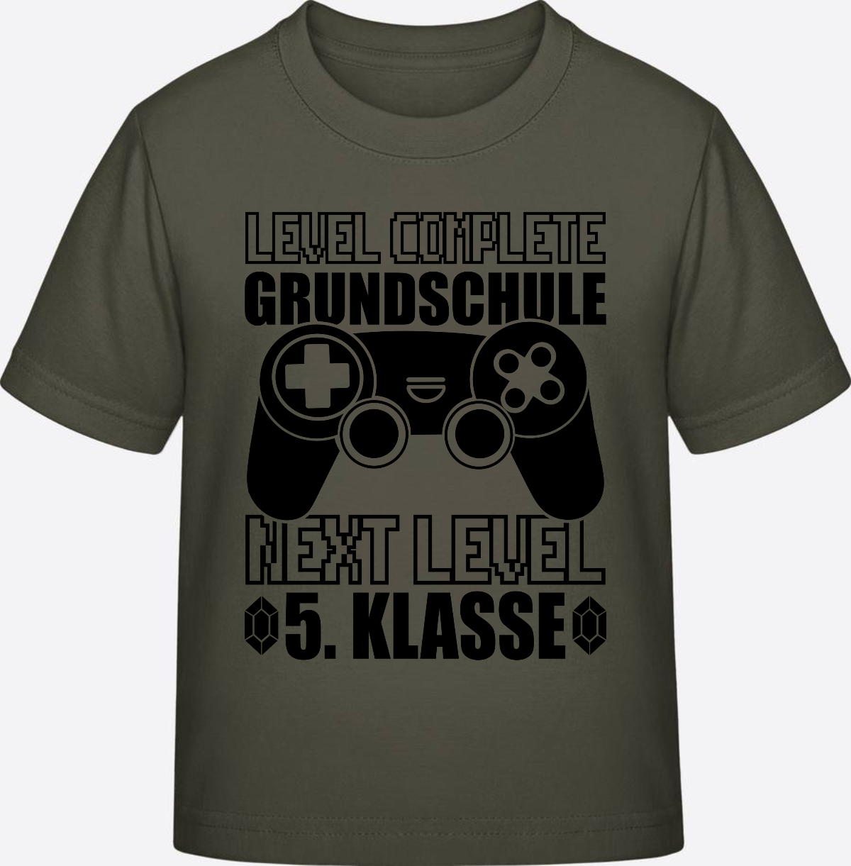 T-Shirt Level complete 5. Klasse - Personalisiert mit Name - Khaki