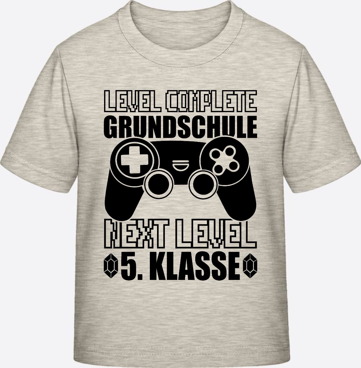 T-Shirt Level complete 5. Klasse - Personalisiert mit Name - Natural Raw