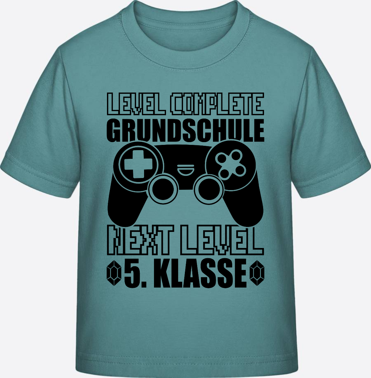 T-Shirt Level complete 5. Klasse - Personalisiert mit Name - Teal Monstera