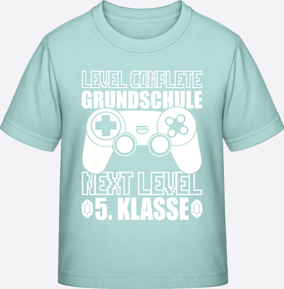 T-Shirt Next Level 5. Klasse personalisiert - weiß - Caribbean Blue