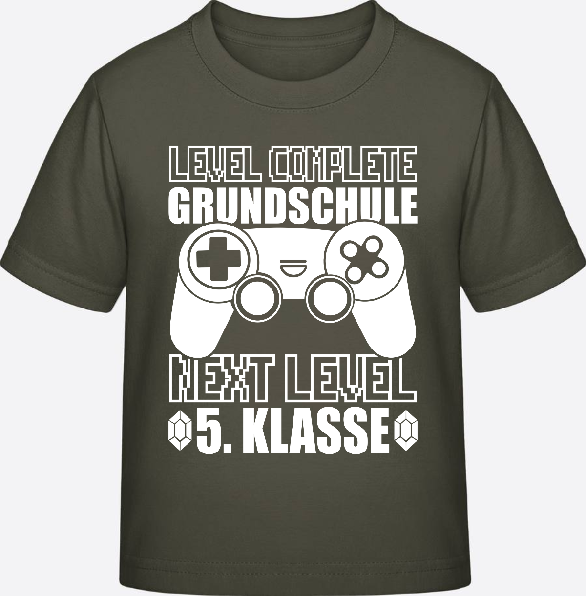 T-Shirt Next Level 5. Klasse personalisiert - weiß - Khaki