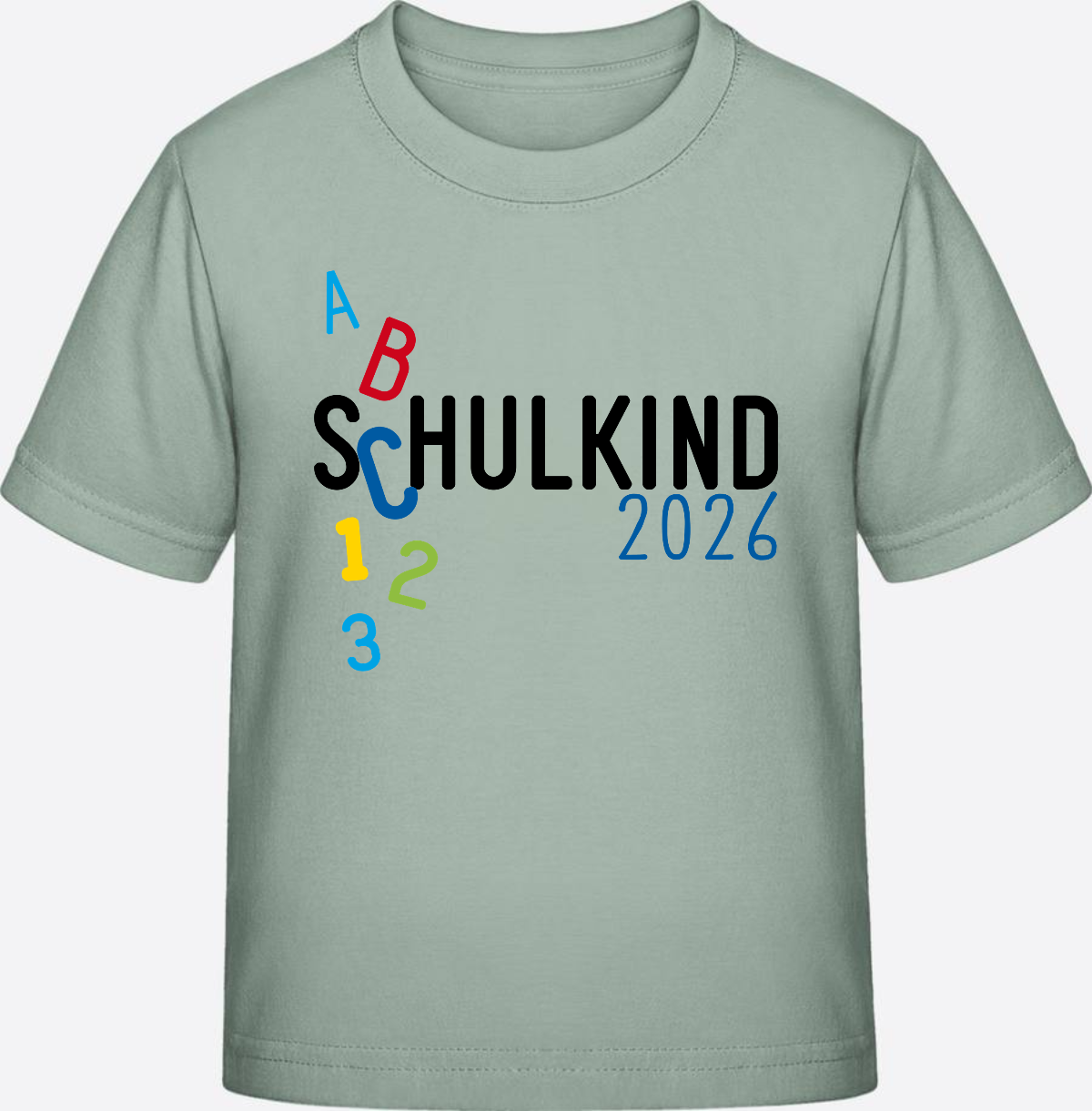 T-Shirt Schulkind 2026 ABC Blau – Personalisiert mit Name - Aloe