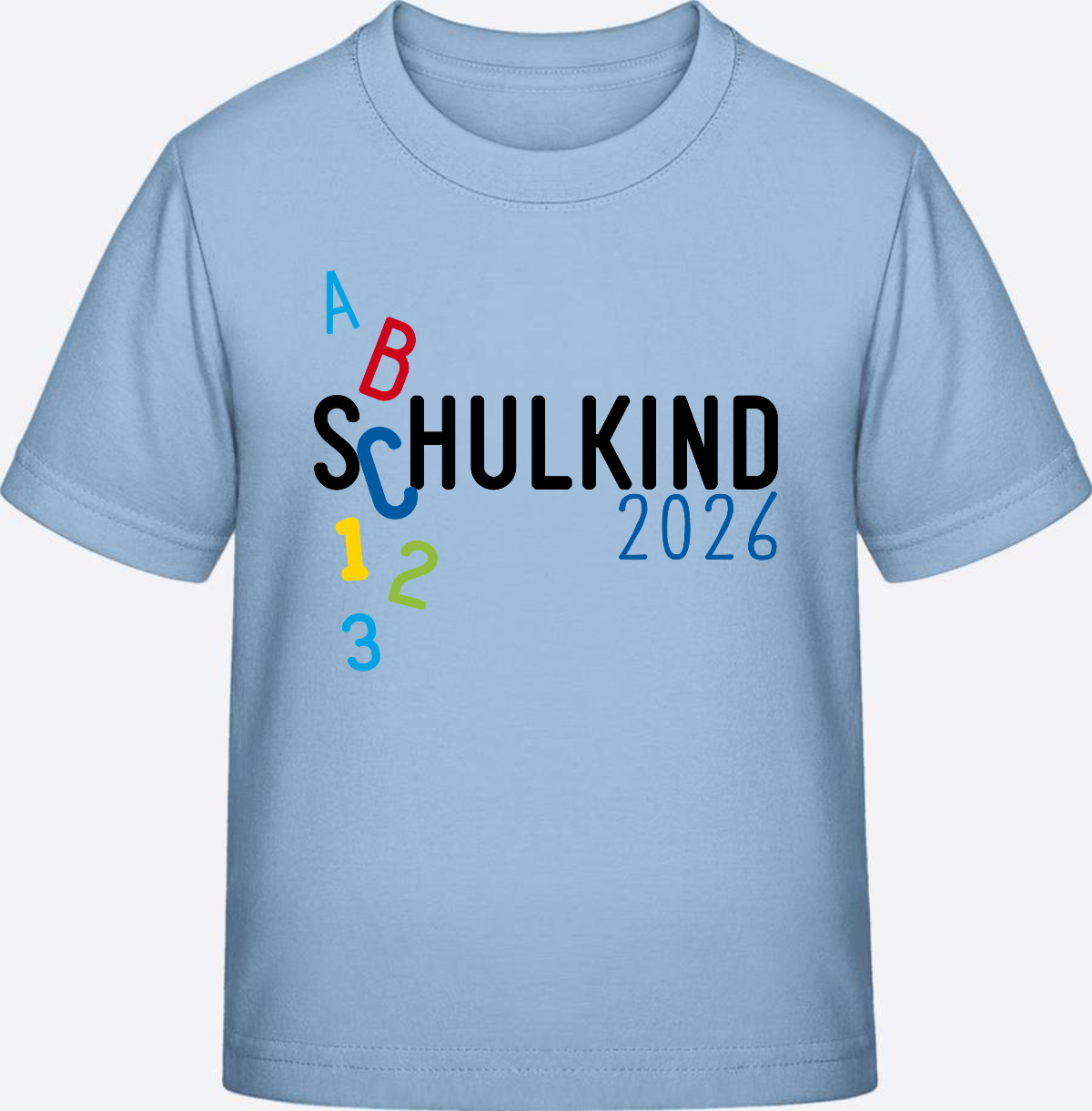 T-Shirt Schulkind 2026 ABC Blau – Personalisiert mit Name - Blue Soul