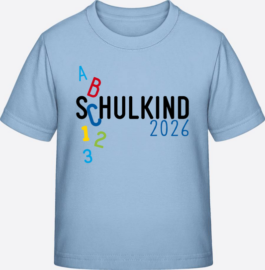 T-Shirt Schulkind 2026 ABC Blau – Personalisiert mit Name - Blue Soul