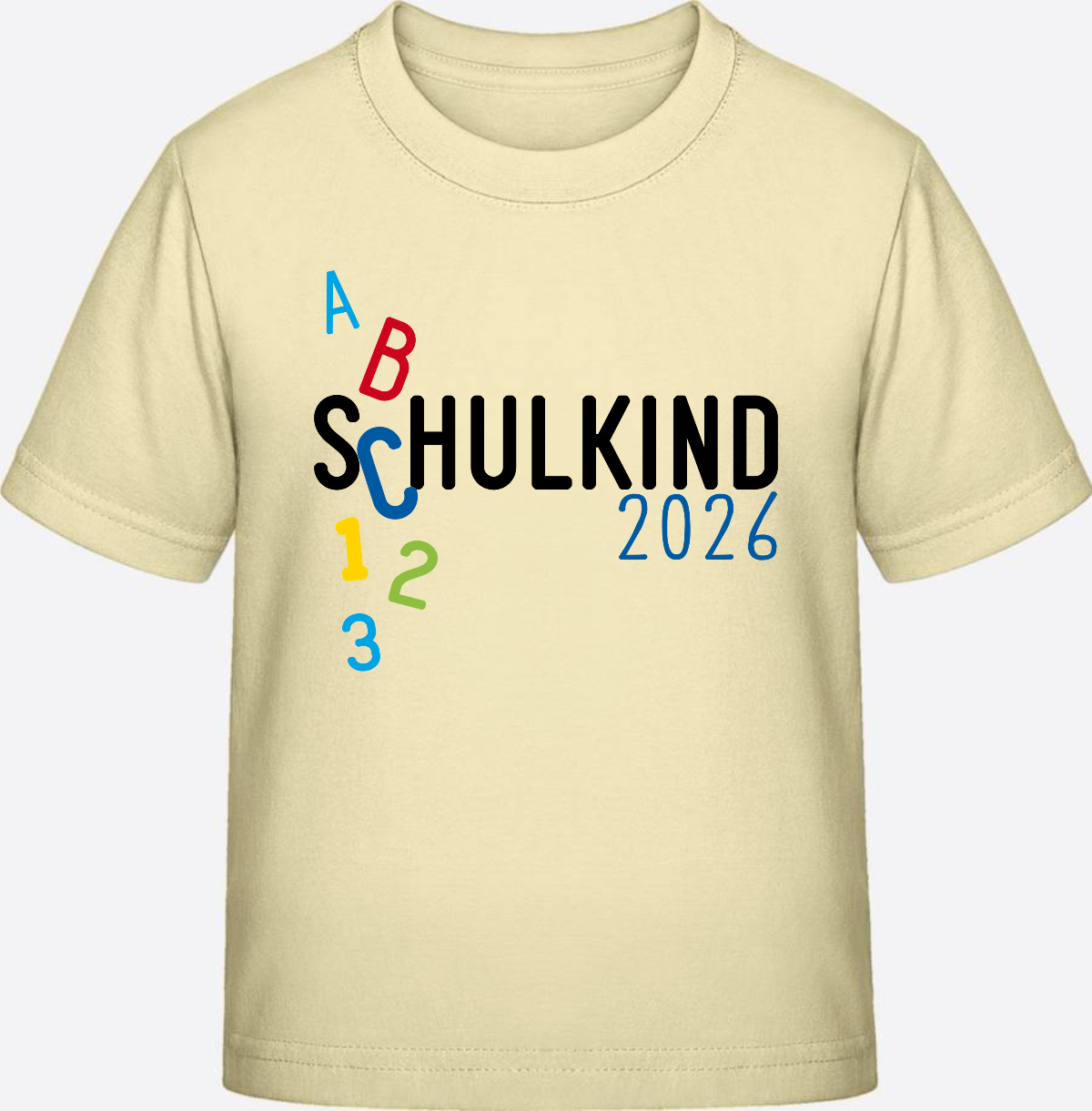 T-Shirt Schulkind 2026 ABC Blau – Personalisiert mit Name - Butter
