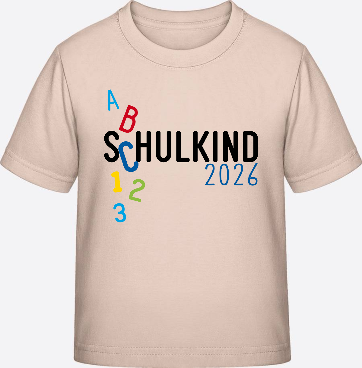 T-Shirt Schulkind 2026 ABC Blau – Personalisiert mit Name - Eco-Heather
