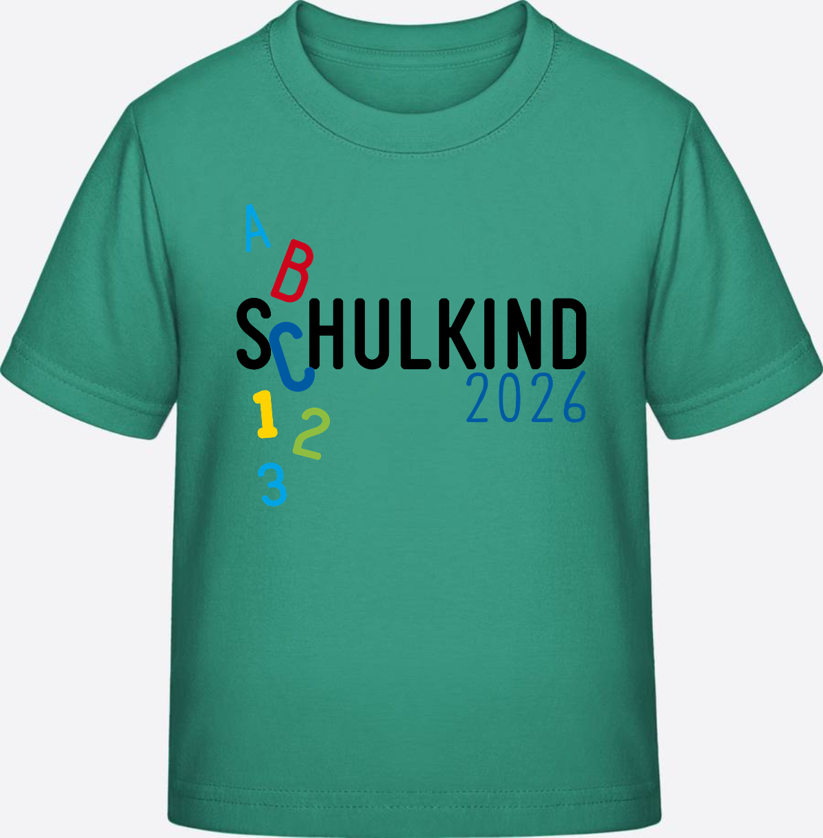 T-Shirt Schulkind 2026 ABC Blau – Personalisiert mit Name - Go Green