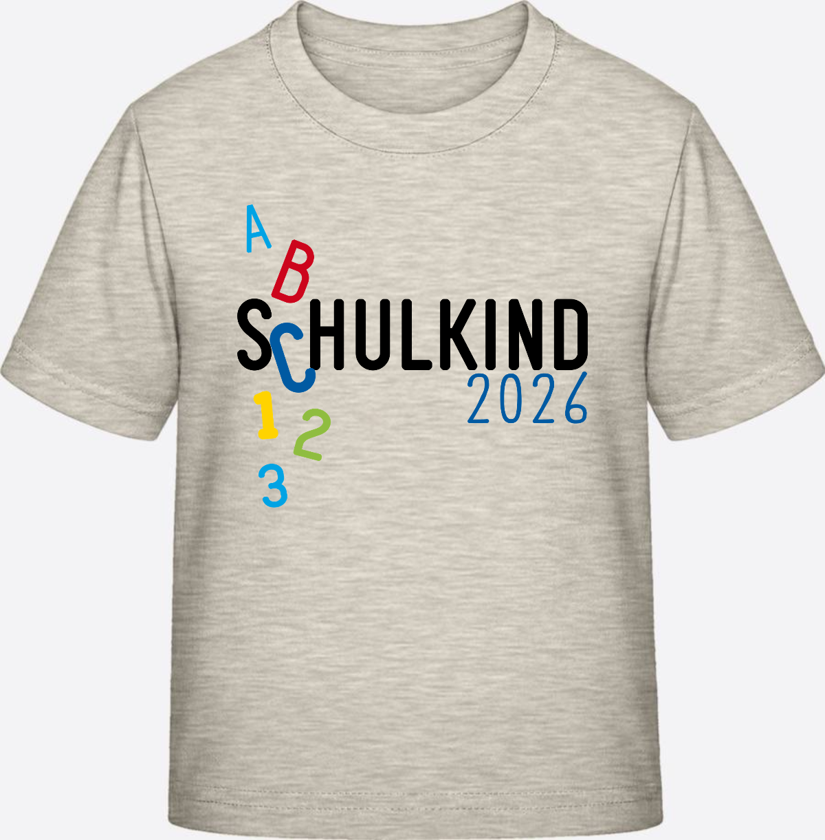 T-Shirt Schulkind 2026 ABC Blau – Personalisiert mit Name - Natural Raw