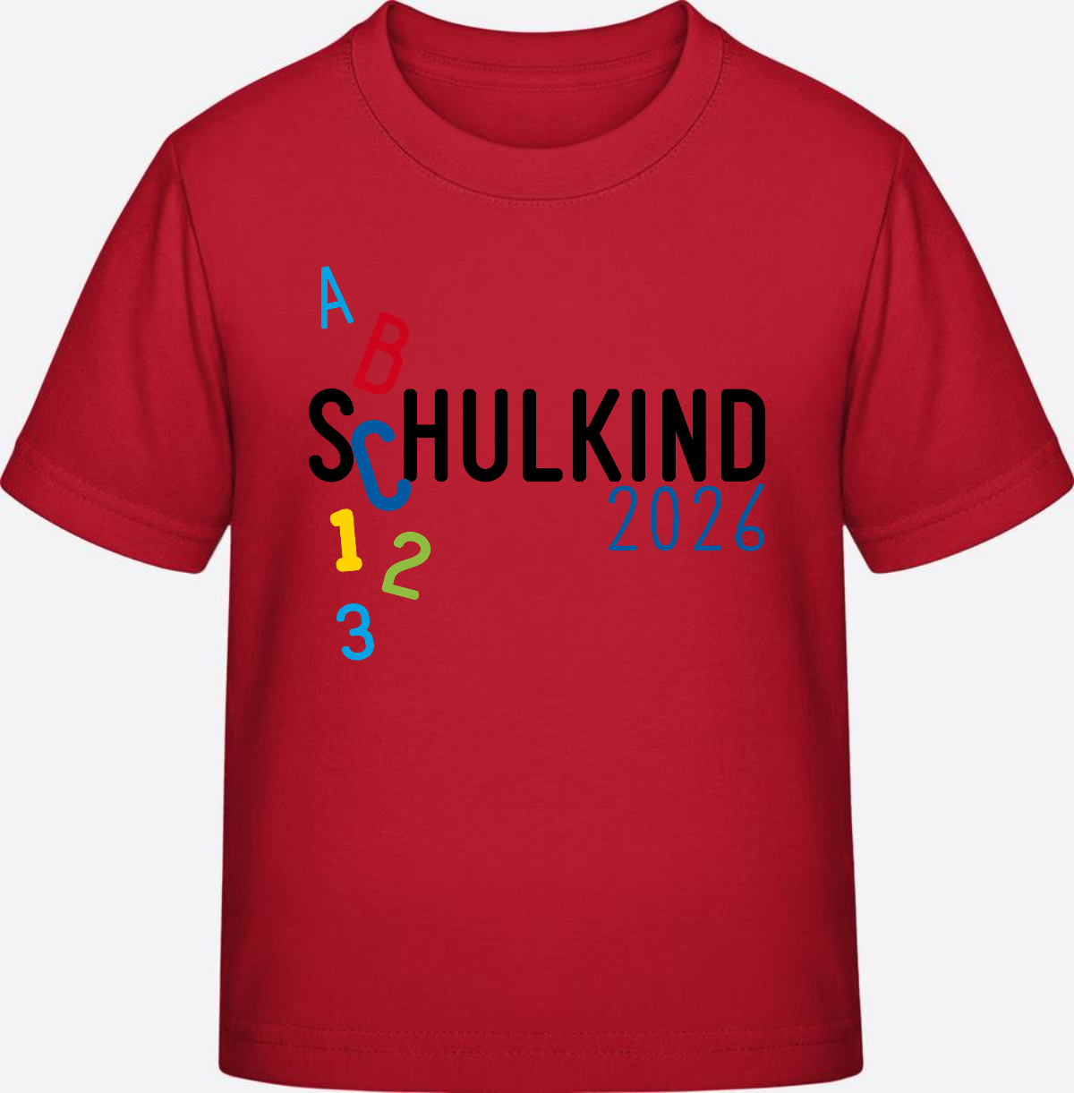 T-Shirt Schulkind 2026 ABC Blau – Personalisiert mit Name - Red