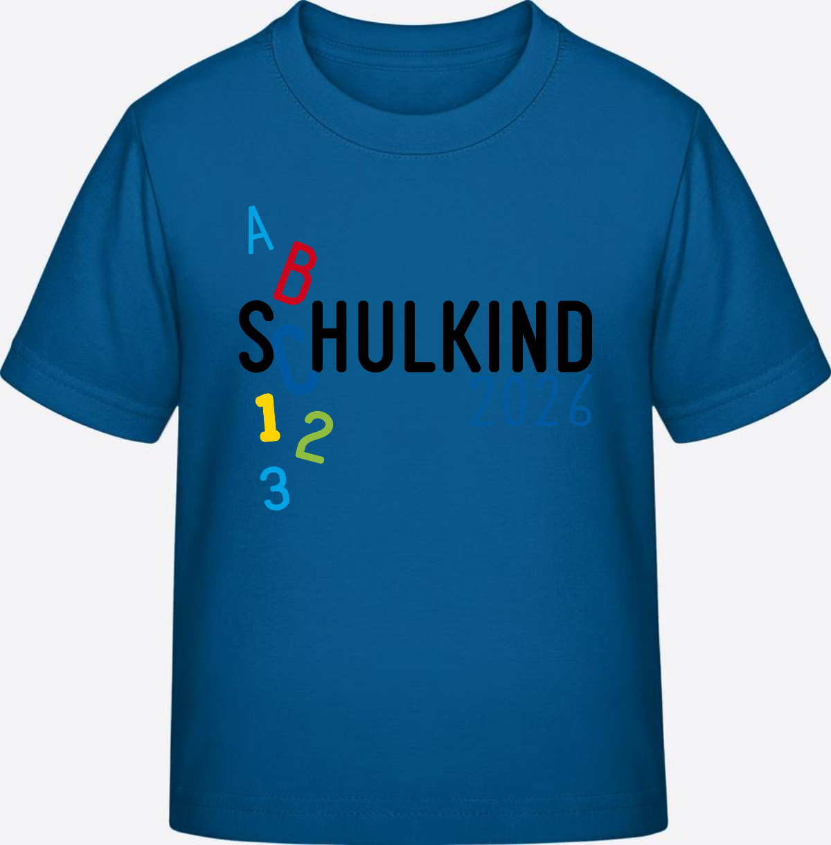 T-Shirt Schulkind 2026 ABC Blau – Personalisiert mit Name - Royal Blue
