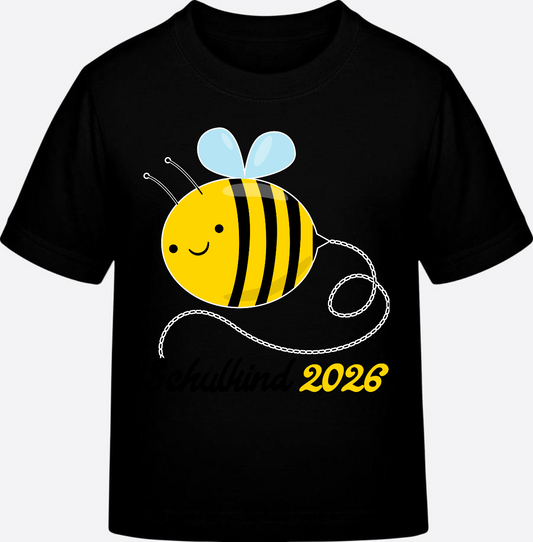 T-Shirt Schulkind 2026 Biene – Geschenk zur Einschulung - Black