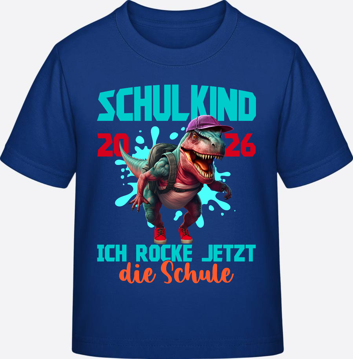 T-Shirt Schulkind 2026 Dinosaurier: Ich rocke die Schule - Royal