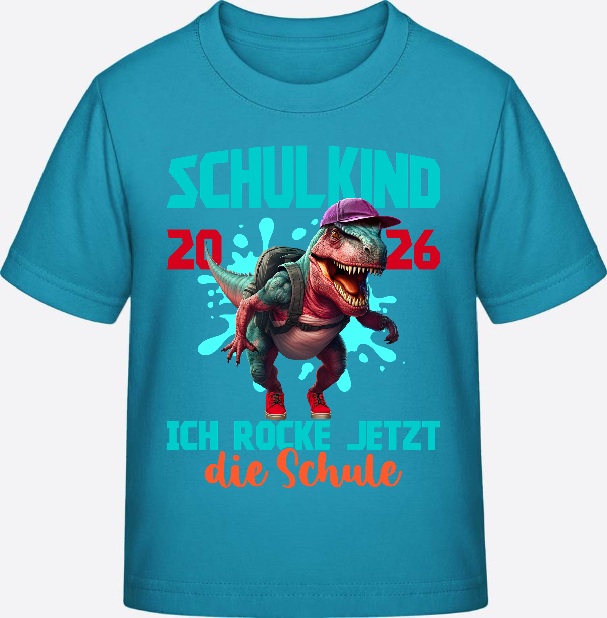 T-Shirt Schulkind 2026 Dinosaurier: Ich rocke die Schule - Swimming Pool