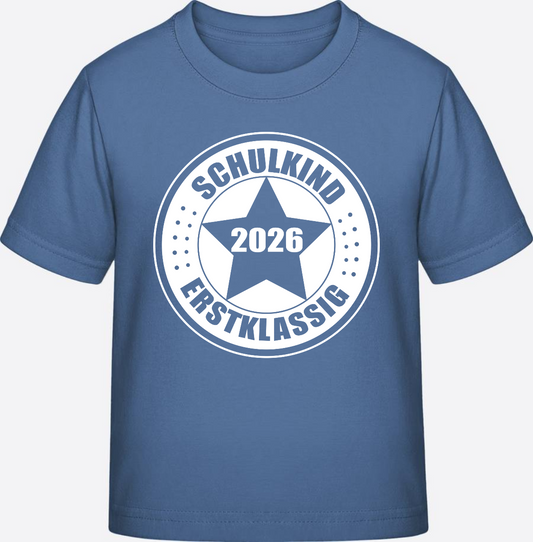 T-Shirt Schulkind 2026 Erstklassig – Geschenk zur Einschulung - Bright Blue