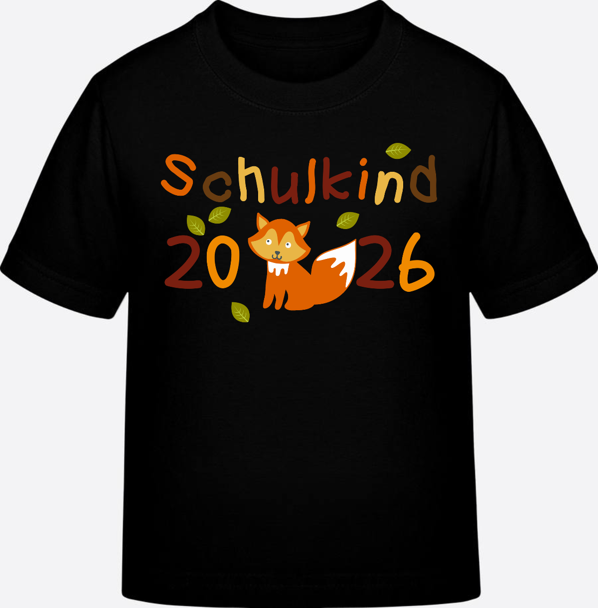 T-Shirt Schulkind 2026 Fuchs – personalisiert mit Name - Black