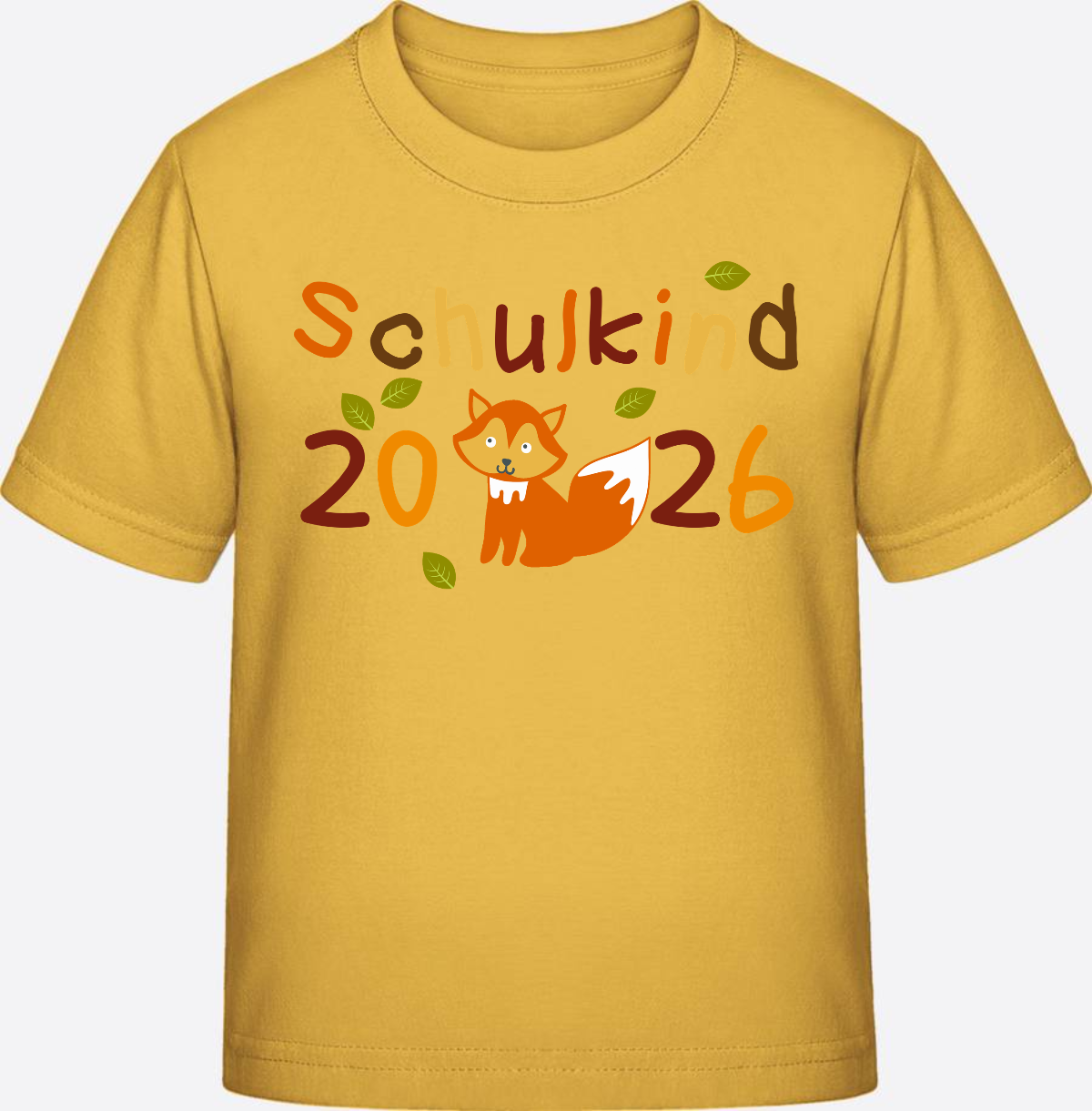 T-Shirt Schulkind 2026 Fuchs – personalisiert mit Name - Gold