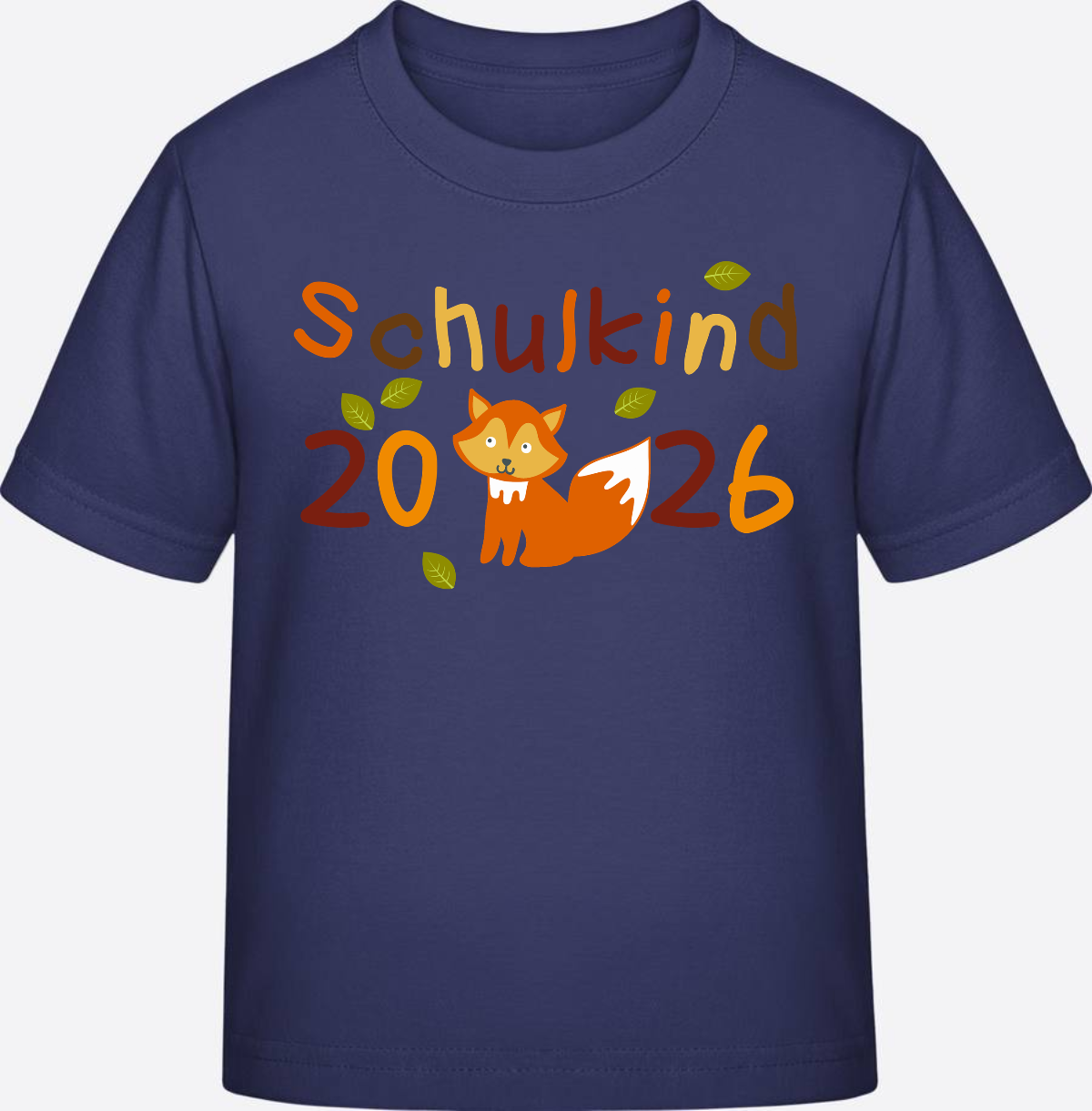 T-Shirt Schulkind 2026 Fuchs – personalisiert mit Name - Indigo