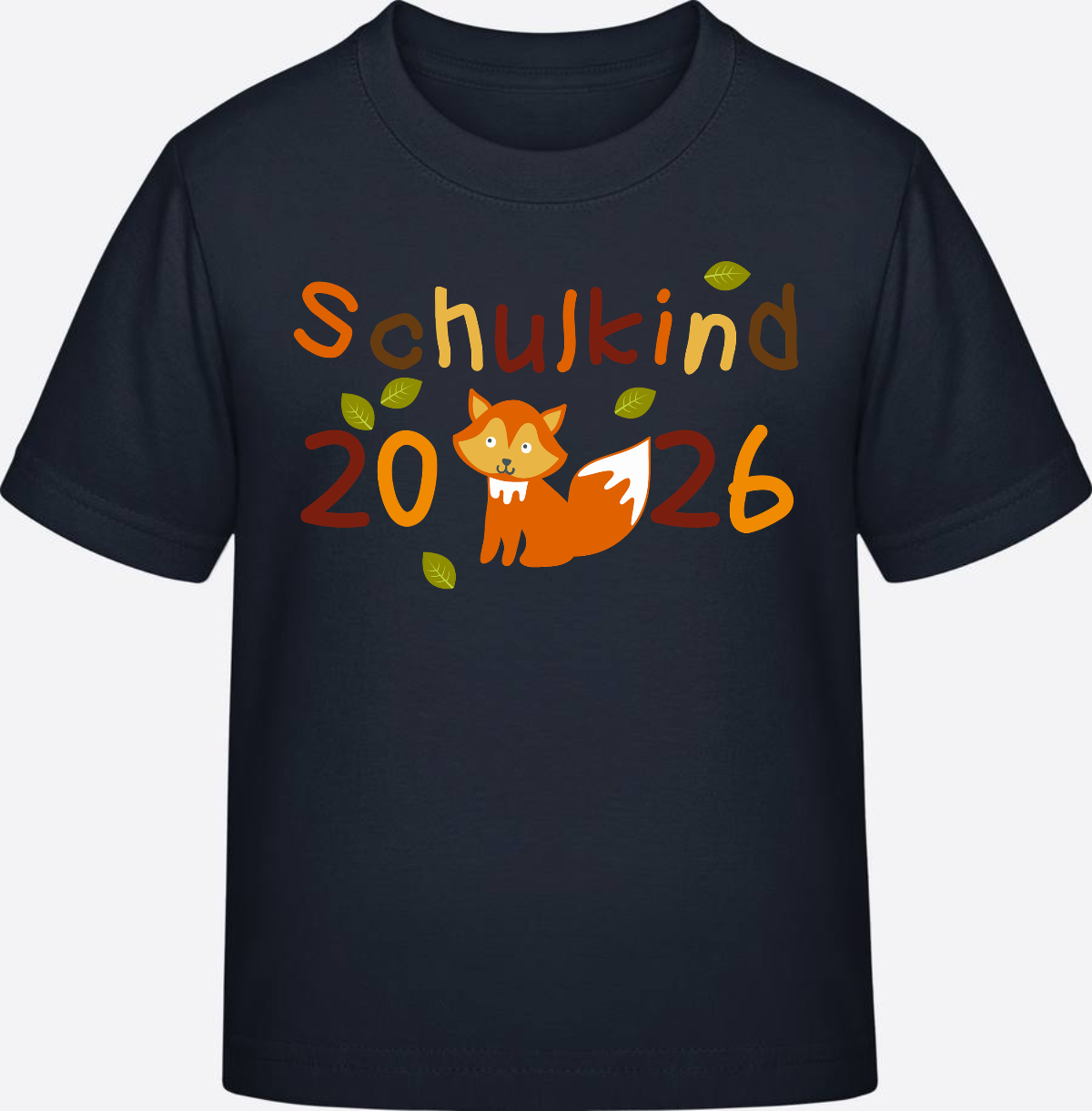 T-Shirt Schulkind 2026 Fuchs – personalisiert mit Name - Navy