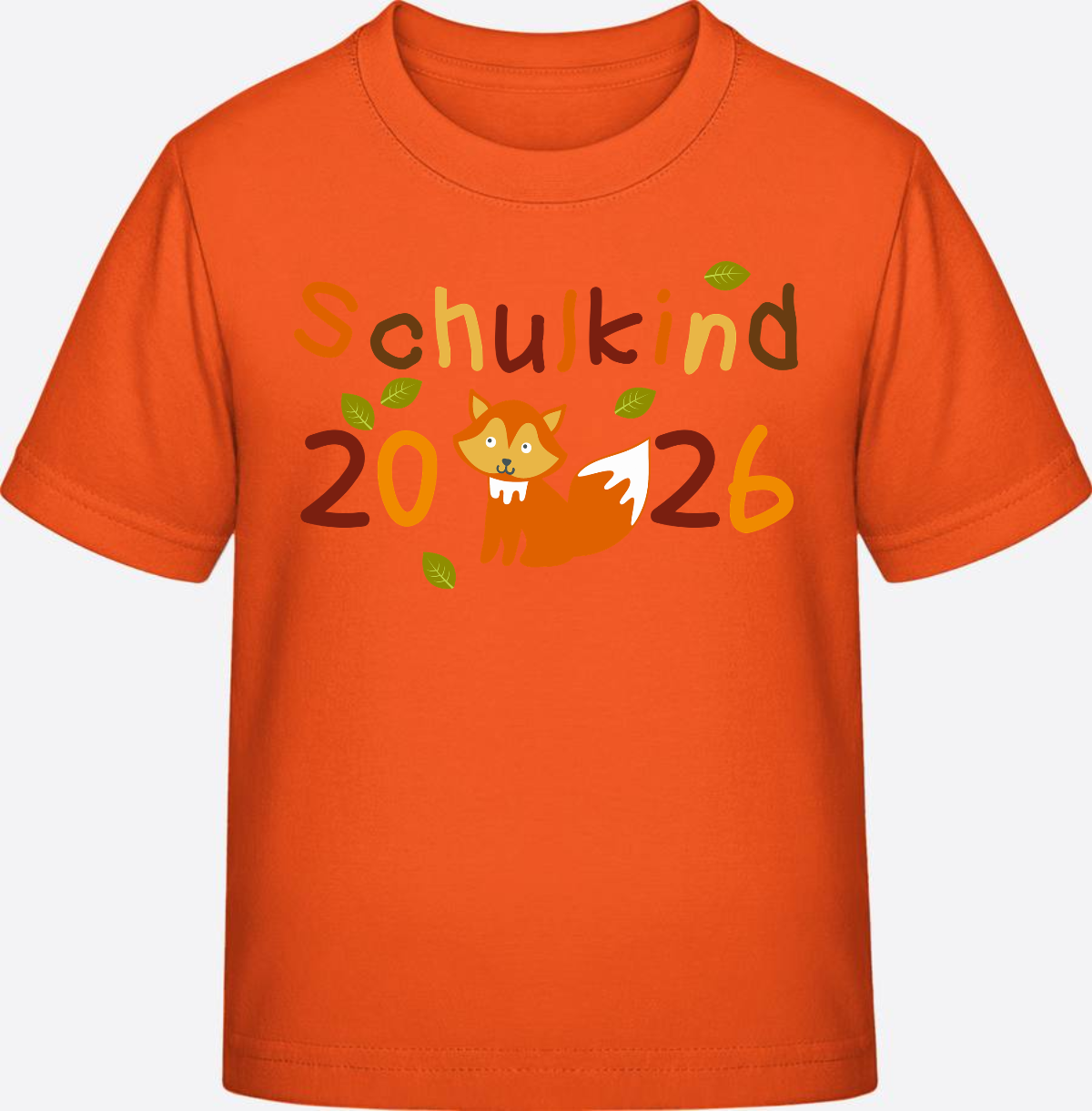 T-Shirt Schulkind 2026 Fuchs – personalisiert mit Name - Orange