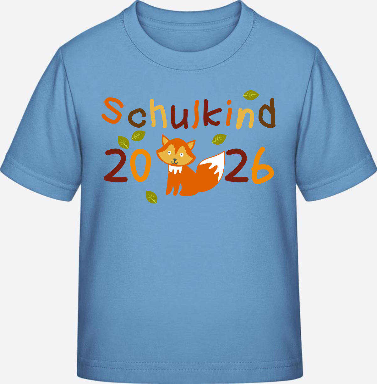 T-Shirt Schulkind 2026 Fuchs – personalisiert mit Name - Sky Blue