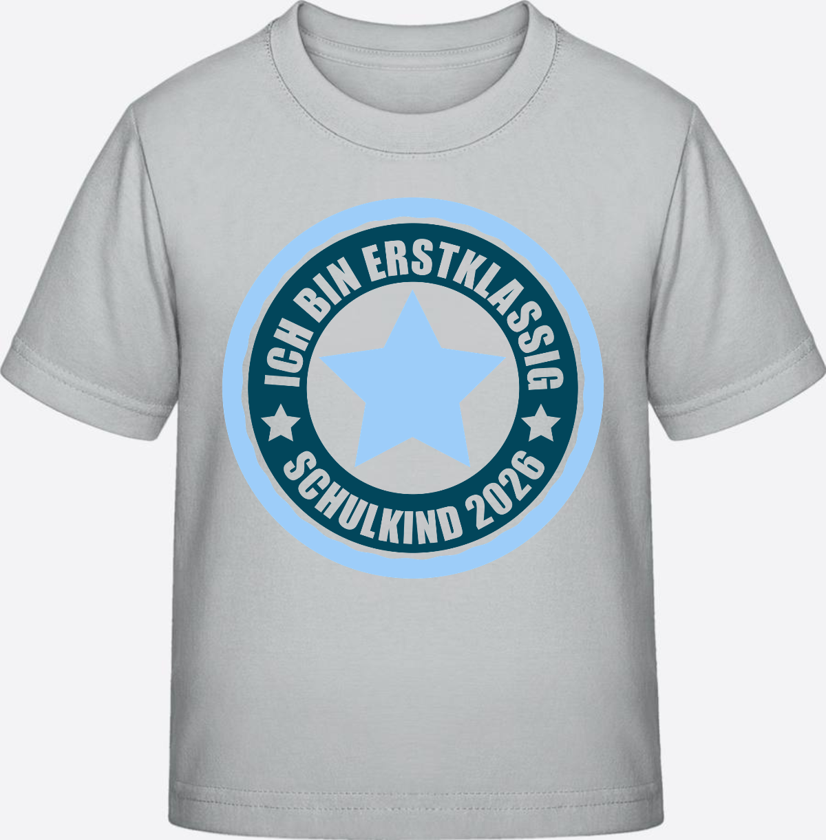 T-Shirt Schulkind 2026 - Ich bin erstklassig - Pacific Grey