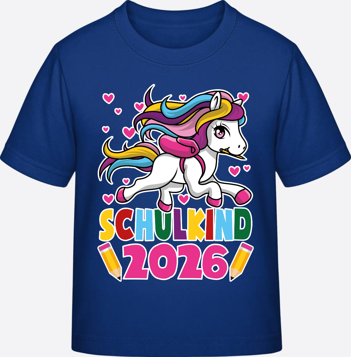 T-Shirt Schulkind 2026 mit Einhorn – Personalisiert - Royal