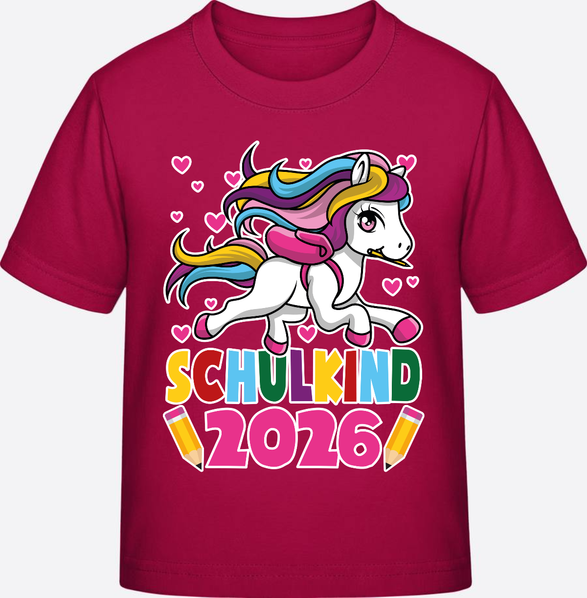 T-Shirt Schulkind 2026 mit Einhorn – Personalisiert - Sorbet