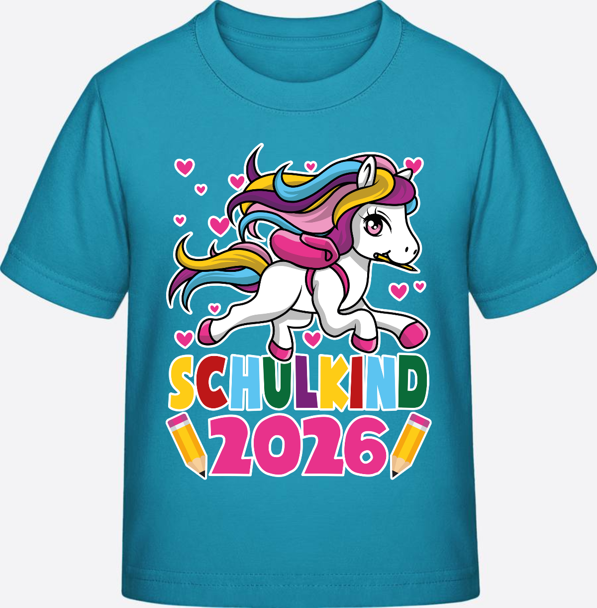 T-Shirt Schulkind 2026 mit Einhorn – Personalisiert - Swimming Pool