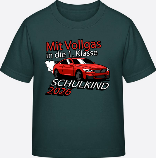 T-Shirt Schulkind 2026 – Mit Vollgas in die 1. Klasse - Glazed Green