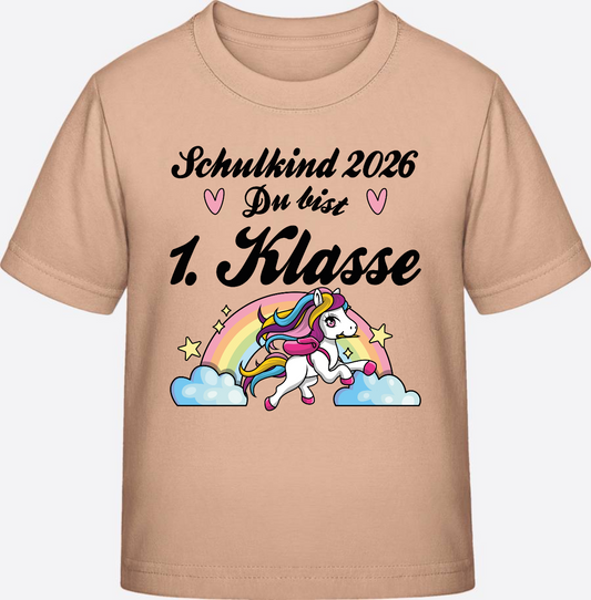 T-Shirt Schulkind 2026 Pferd – Du bist erstklassig - Fraiche Peche